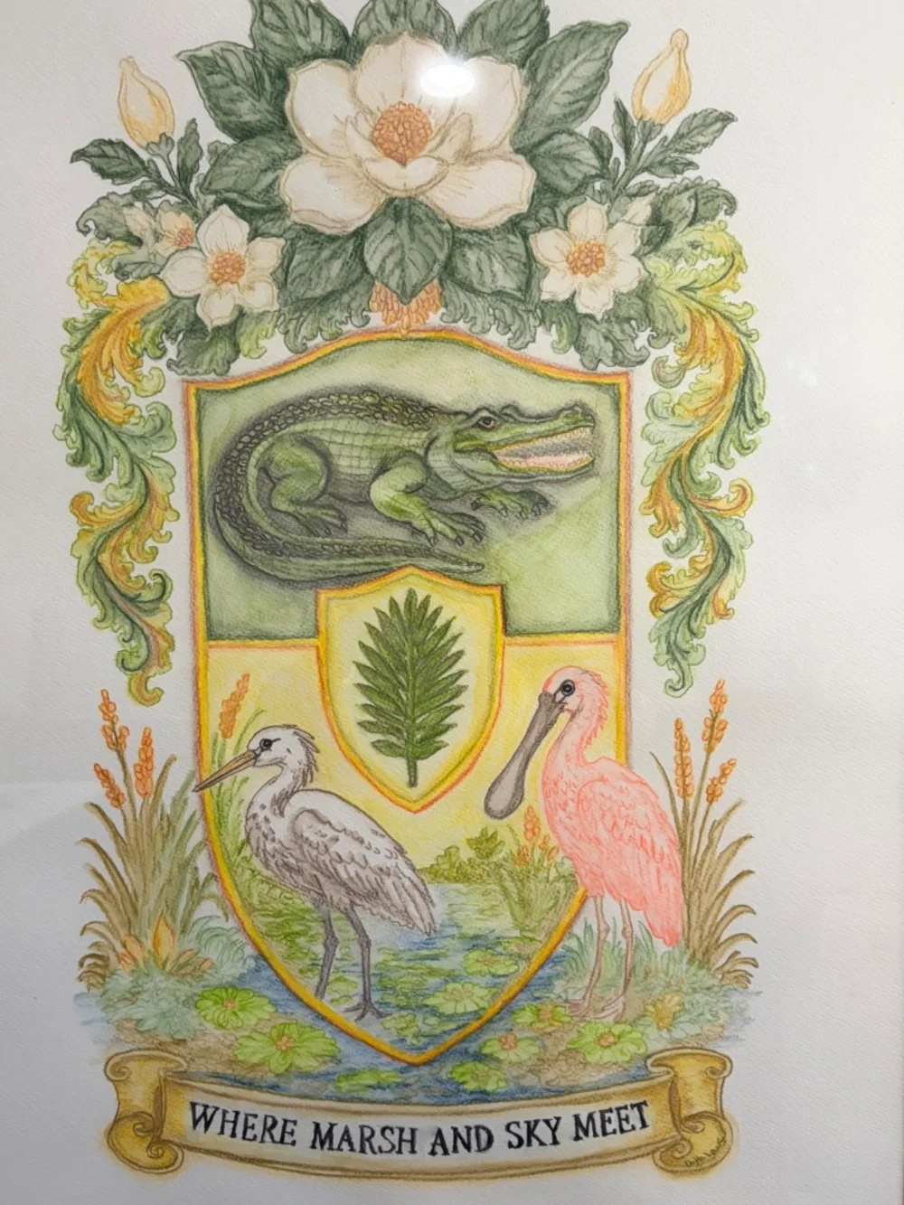 Original 18x24 Watercolor & Acrylic Lowcountry Coastal Wildlife Art